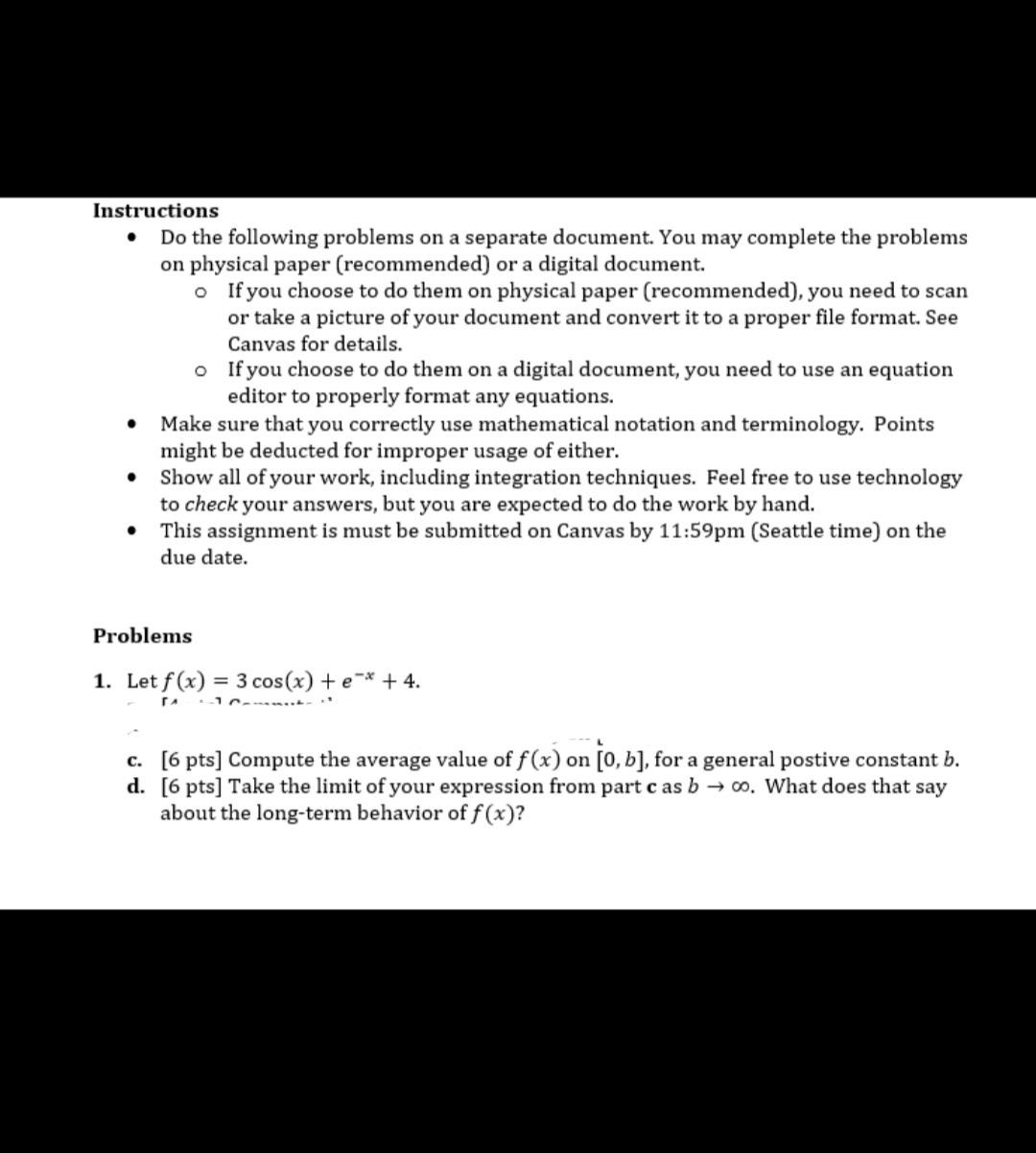 Solved Instructions • Do the following problems on a | Chegg.com