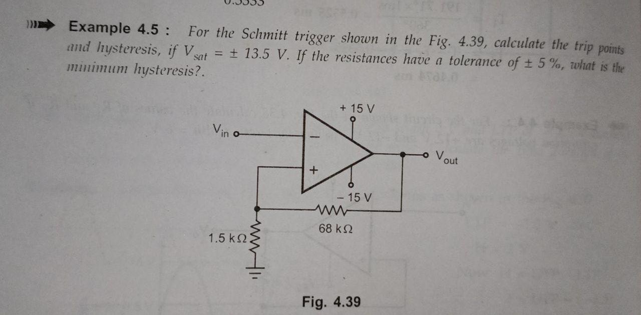 Solved Example 4.5 : For the Schmitt trigger shown in the | Chegg.com