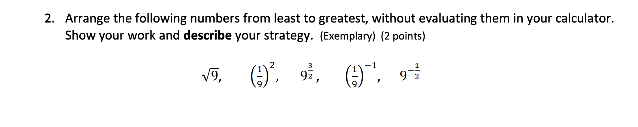 Solved 2. Arrange the following numbers from least to | Chegg.com
