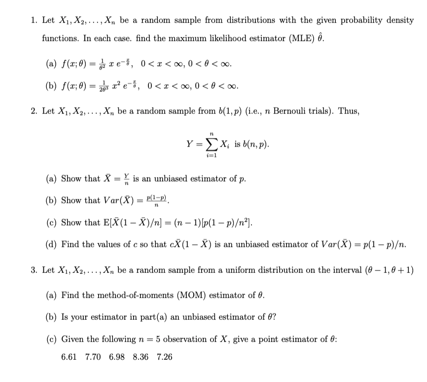 Solved 1 Let X1 X2 X Be A Random Sample From Dis Chegg Com