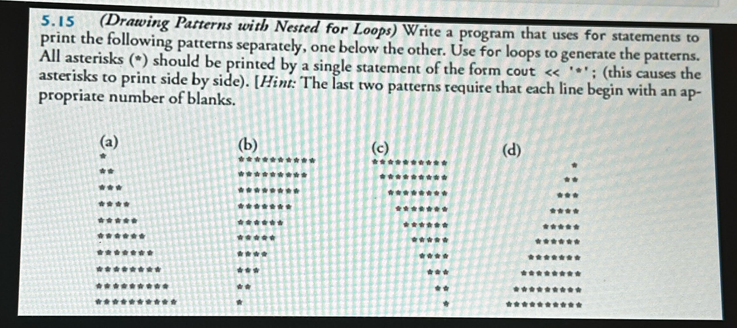 Solved 5.15 Draving Patterns with Nested for Loops Write