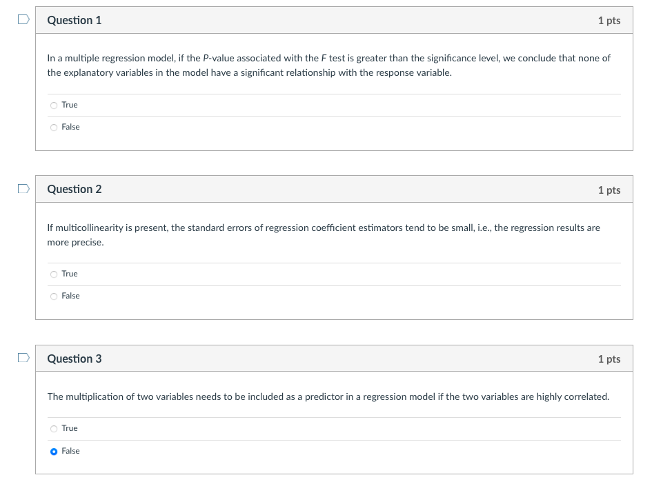 Solved Question 1 1 pts In a multiple regression model, if | Chegg.com
