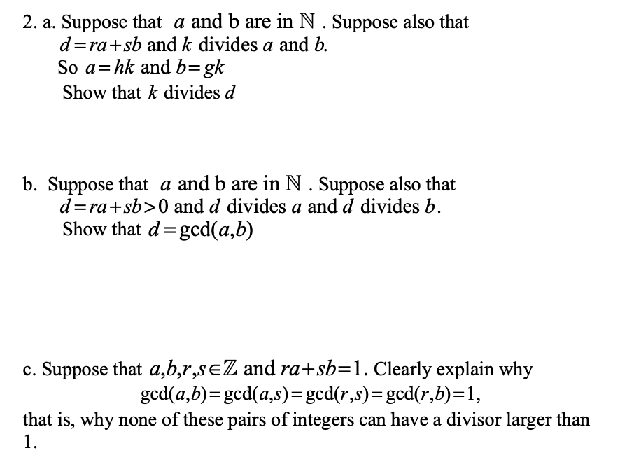 Solved 2 A Suppose That A And B Are In N Suppose Also Chegg Com