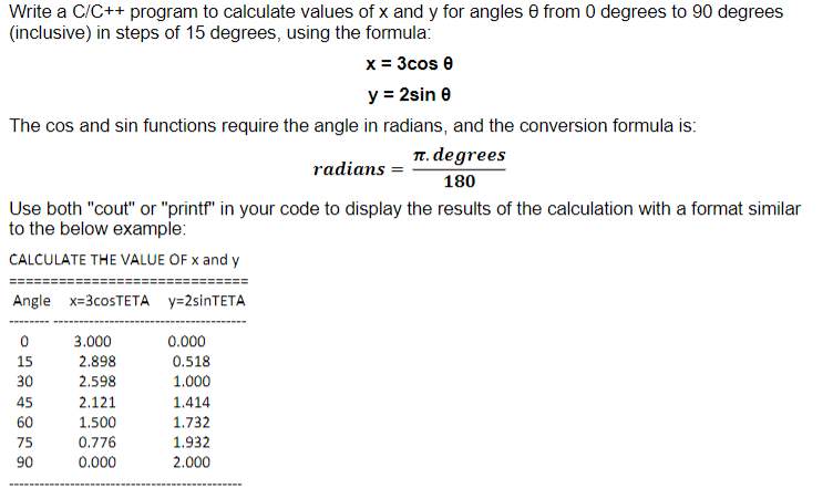 Solved Write a C/C++program to calculate values of x and y