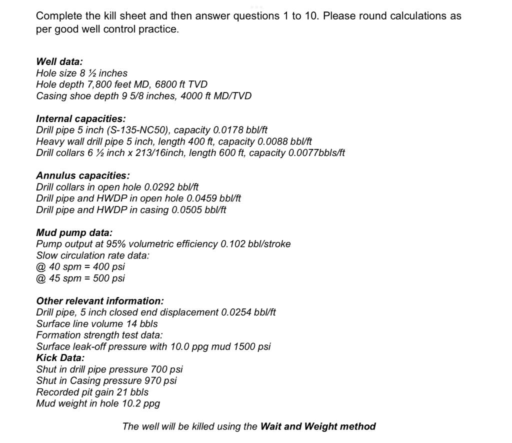 Solved Complete the kill sheet and then answer questions 1 | Chegg.com