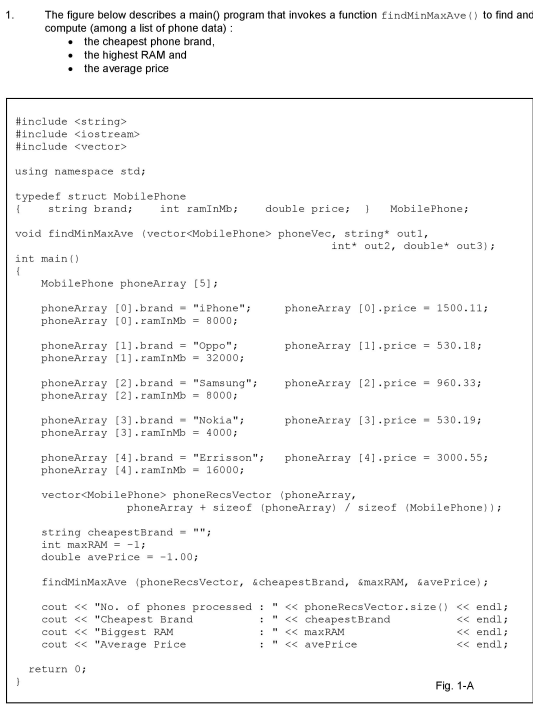 Solved 1. The figure below describes a main() program that | Chegg.com