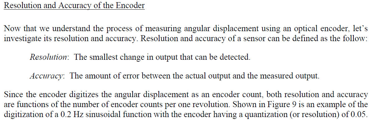 Resolution and Accuracy of the Encoder Now that we | Chegg.com