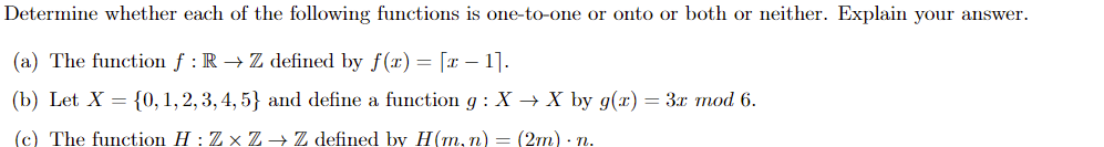 Solved Determine Whether Each Of The Following Functions Is | Chegg.com