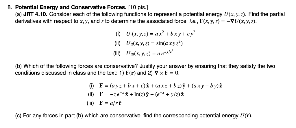 8 Potential Energy And Conservative Forces 10 Chegg Com