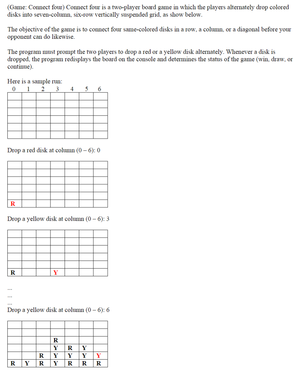 Solved (Game: Connect Four) Connect Four Is A Two-player | Chegg.com