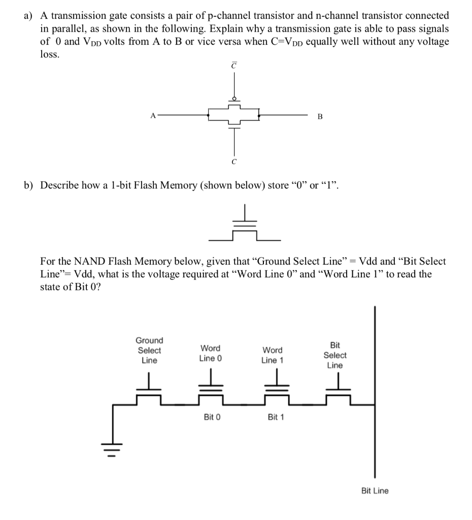 Solved a) A transmission gate consists a pair of pchannel
