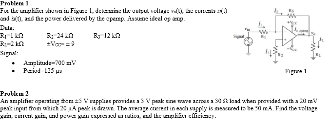 Solved Problem 1 For the amplifier shown in Figure 1, | Chegg.com