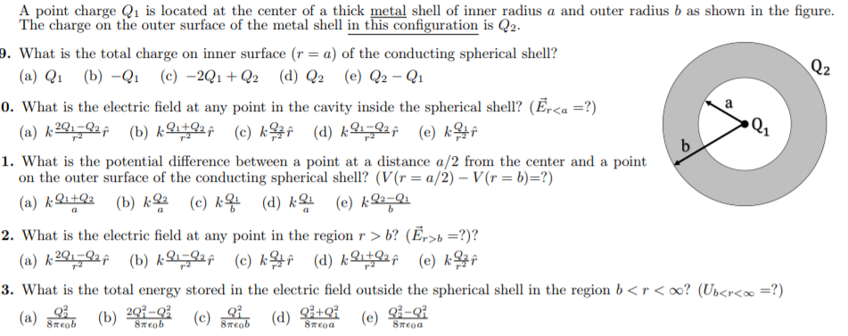 Solved Q b A point charge Q1 is located at the center of a | Chegg.com