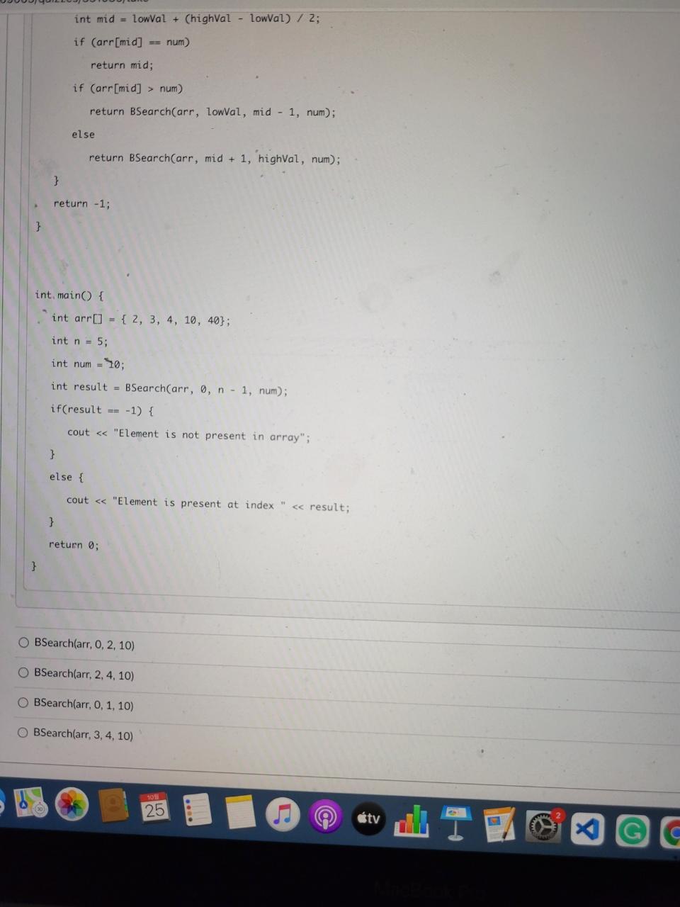 Solved Question 4 1 pts Identify the base case for the | Chegg.com