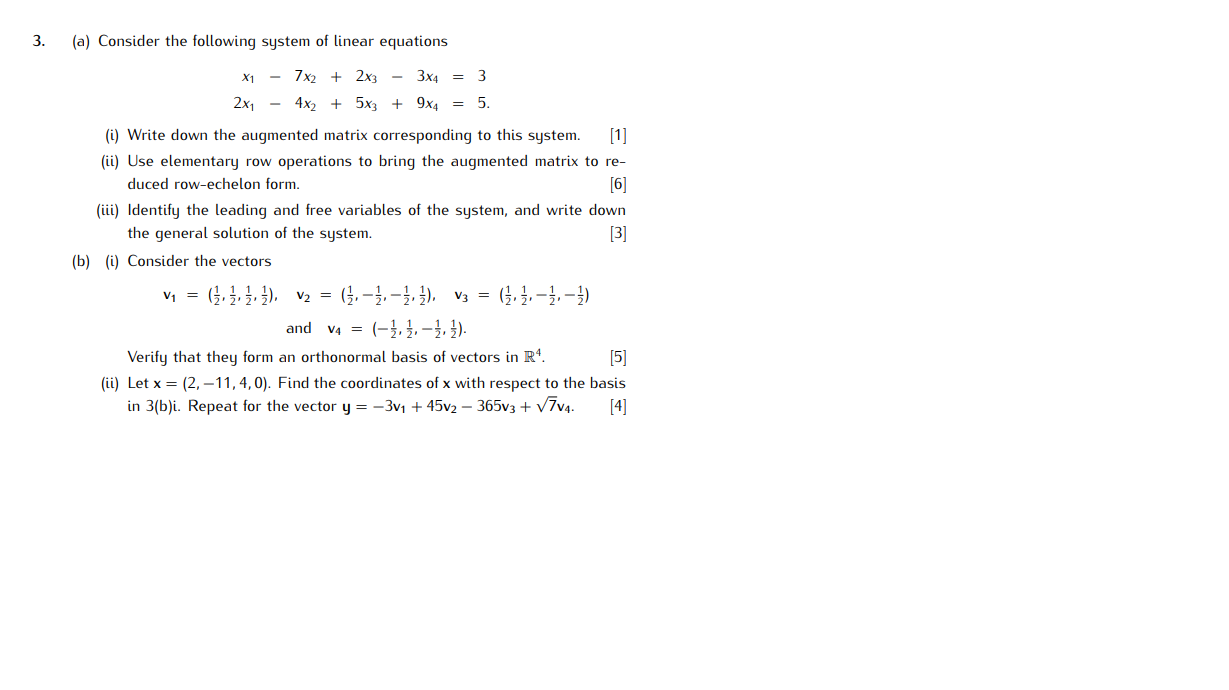 Solved 3. (a) Consider the following system of linear | Chegg.com