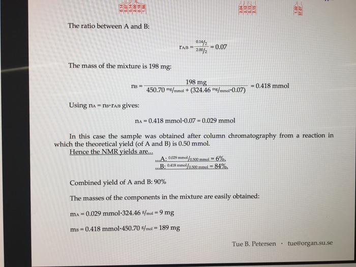 Solved Calculate the NMR yield. Please show work. Amount