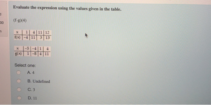 Solved Evaluate the expression using the values given in the | Chegg.com