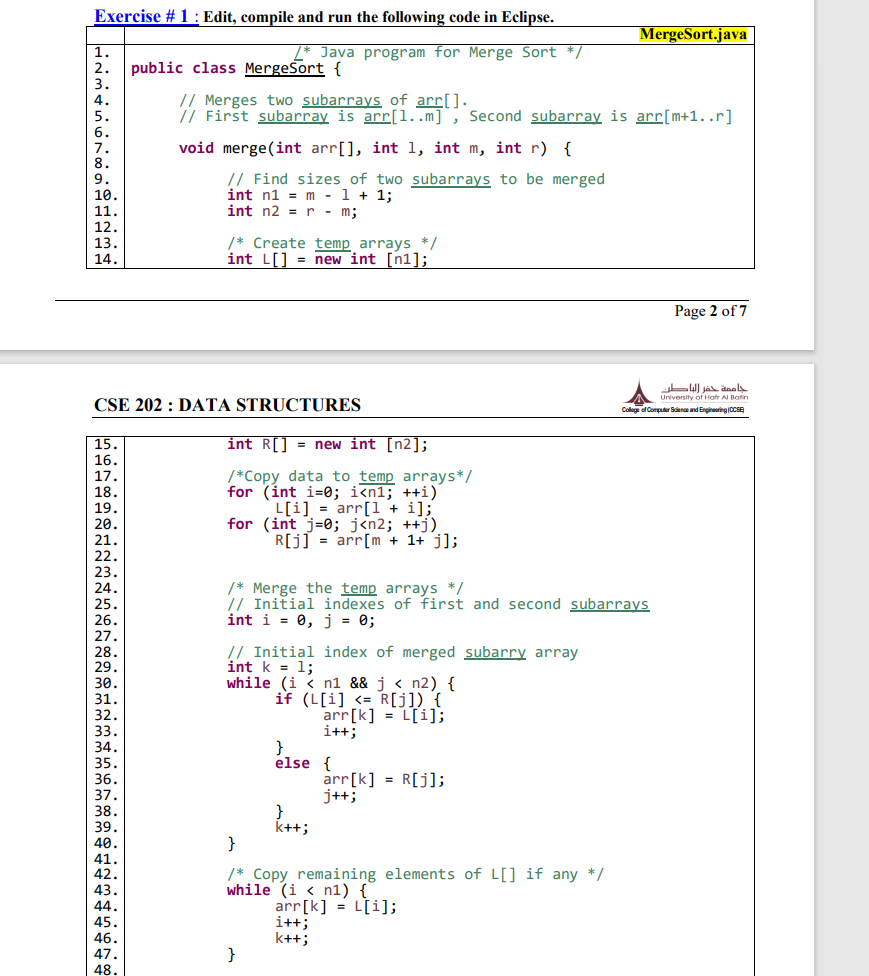 Solved Write A Complete Java Program To Implement Quick And | Chegg.com