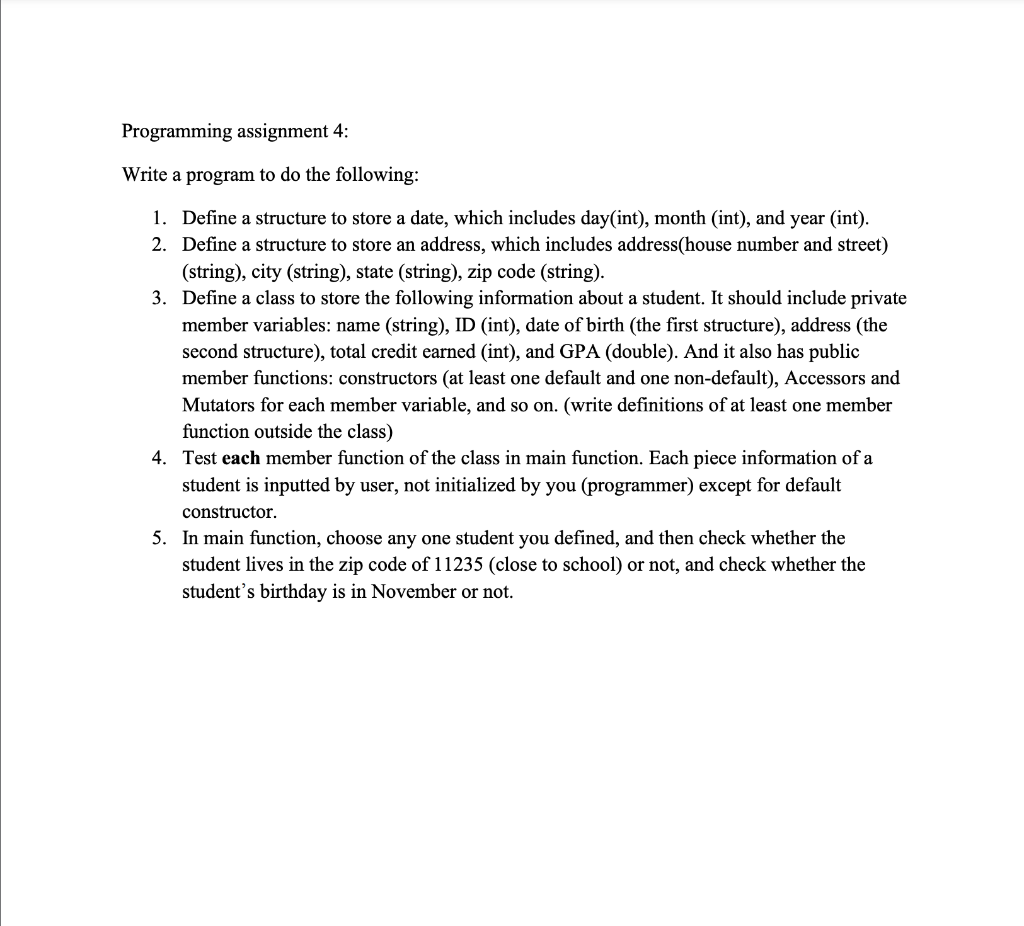 Solved Programming assignment 4: Write a program to do the | Chegg.com