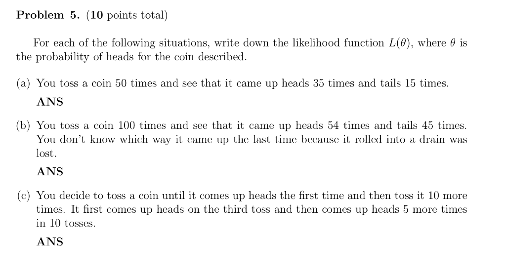 Solved Problem 5. (10 points total) is For each of the | Chegg.com