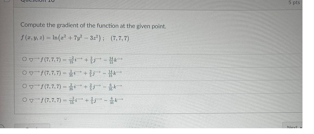 Solved Compute The Gradient Of The Function At The Given | Chegg.com