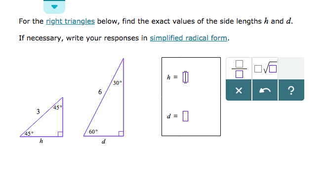 Solved For the right triangles below, find the exact values | Chegg.com