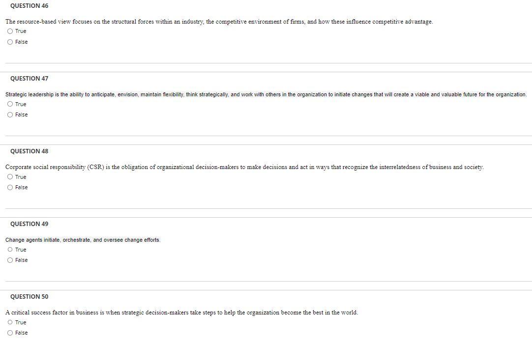 the resource based view focuses on the external environment of the firm