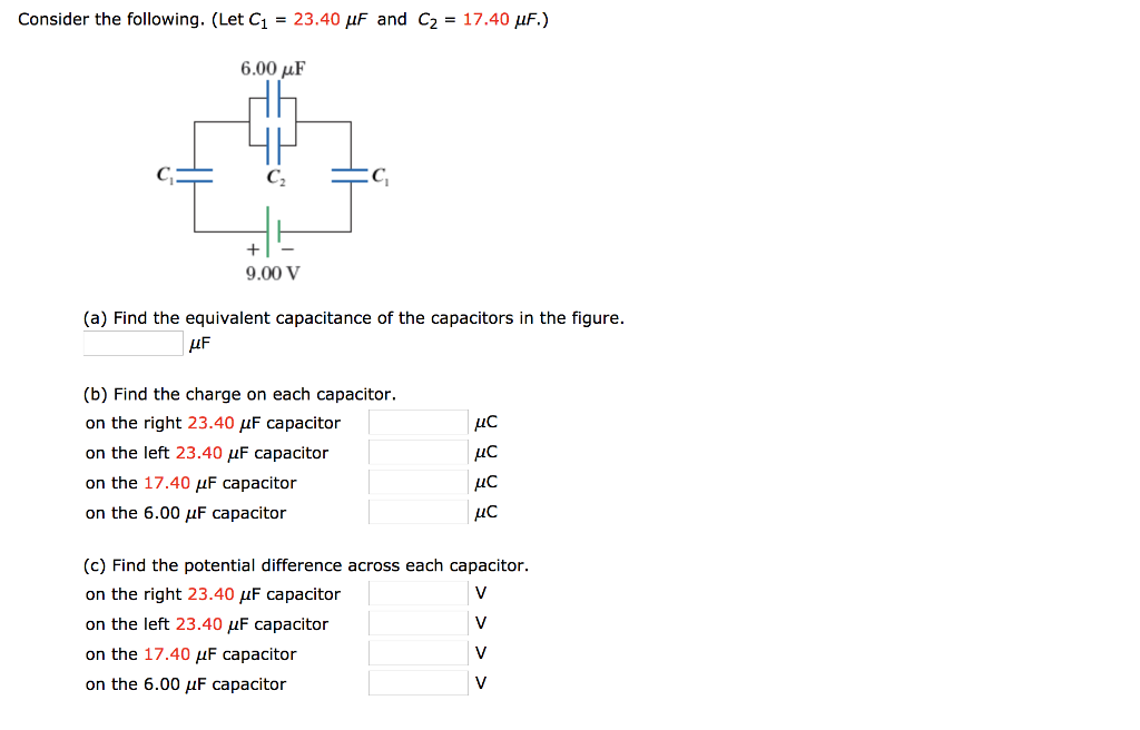 Solved Consider the following. (Let C1-23.40 ?F and C2-17.40 | Chegg.com