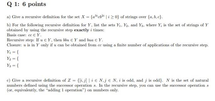 Solved A) Give A Recursive Definition For The Set | Chegg.com