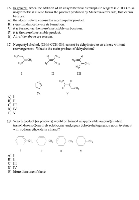 Solved In general, when the addition of an unsymmetrical | Chegg.com