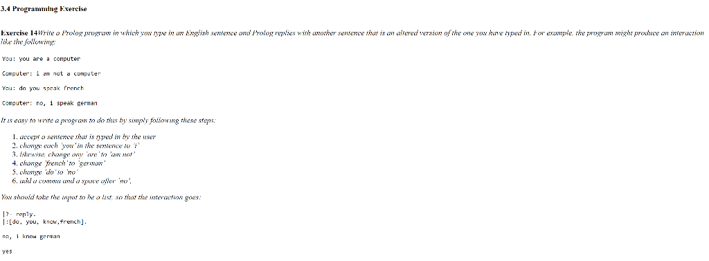 Solved 3.4 Programming Exercise Exercise 14 Write a Prolog | Chegg.com