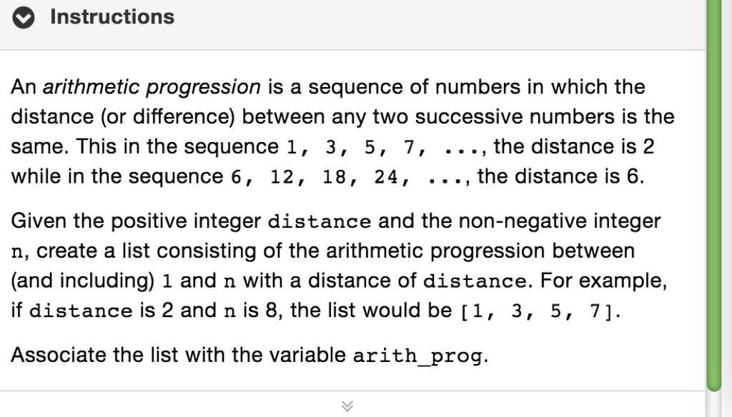 Solved Instructions An Arithmetic Progression Is A Sequence | Chegg.com