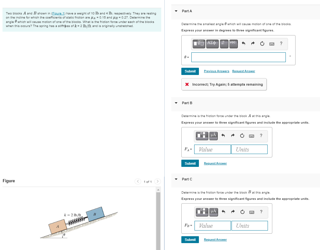 Solved Part A Two blocks A and B shown in Figure 1) have a | Chegg.com