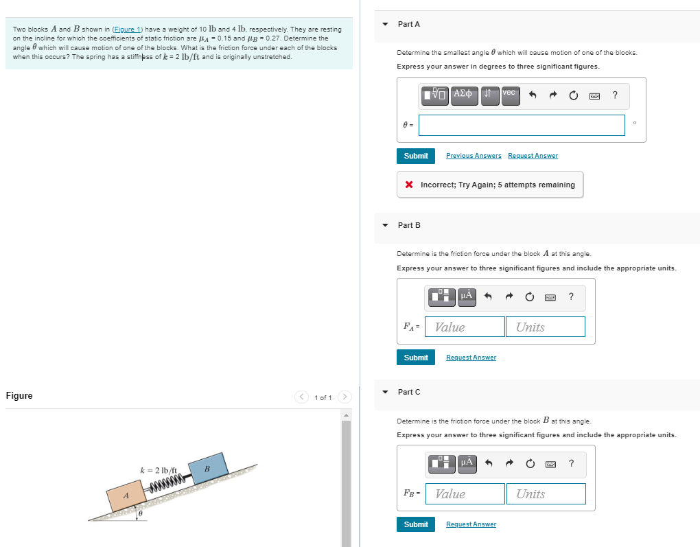 Solved Part A Two Blocks A And B Shown In Figure 1) Have A | Chegg.com