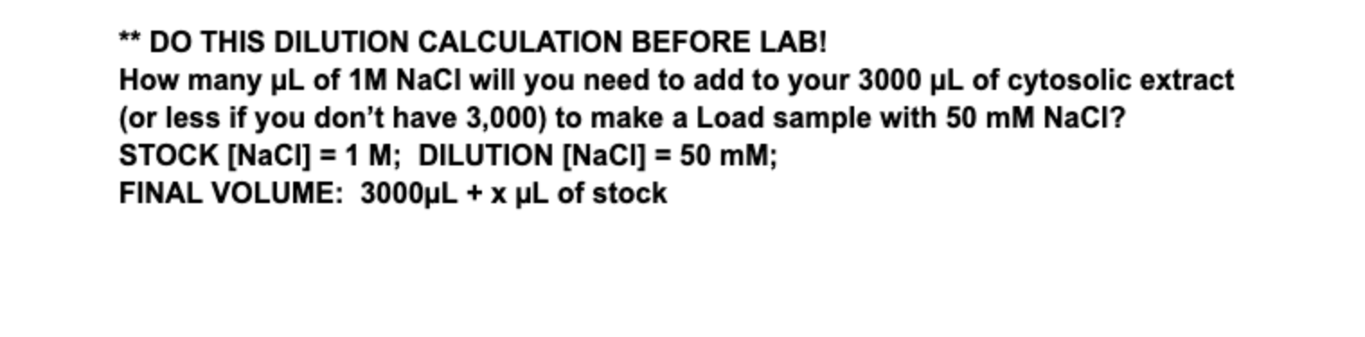 Solved ** DO THIS DILUTION CALCULATION BEFORE LAB! How many | Chegg.com