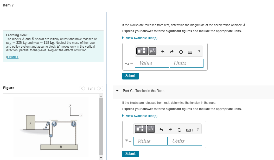 Solved Part A - Acceleration of Block B If the blocks are | Chegg.com