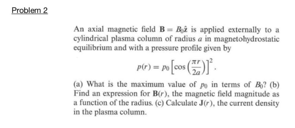 Solved Problem 2 An Axial Magnetic Field B Boz Is Appli Chegg Com