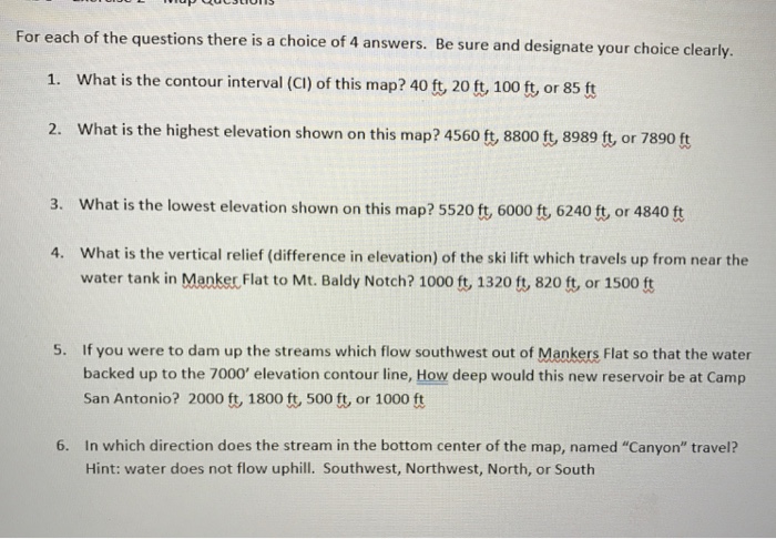 Solved Please answer the following 6 questions using the map | Chegg.com