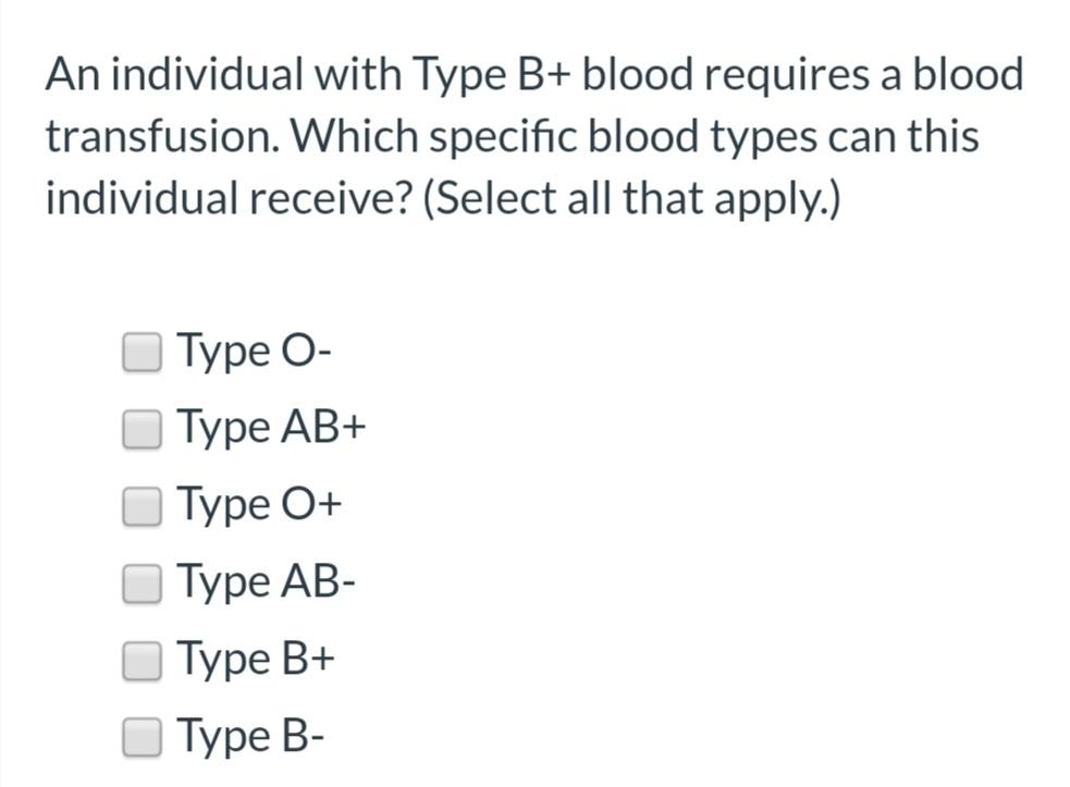 Solved An Individual With Type A Blood Can Donate Blood To Chegg