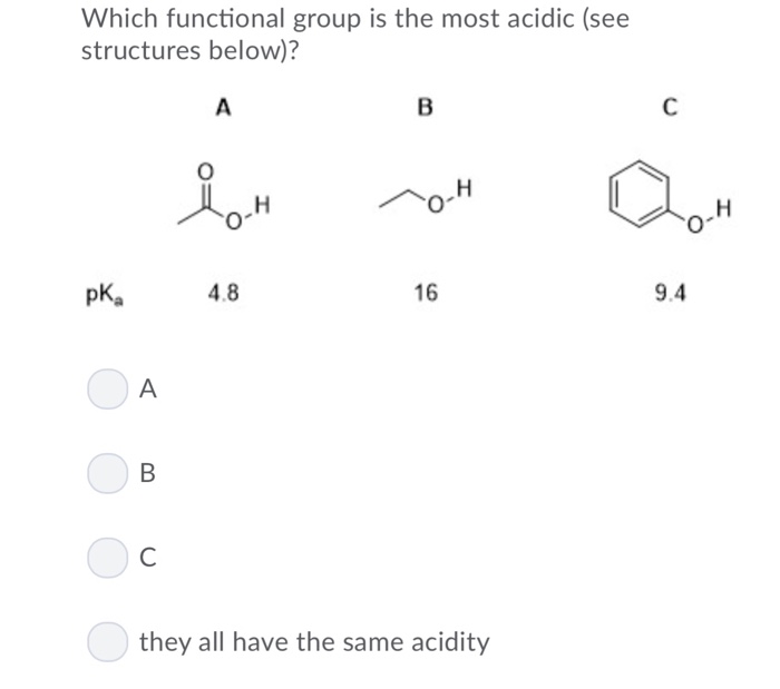 Solved Which functional group is the most acidic (see | Chegg.com