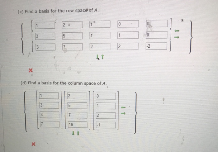 Solved C.) Find a basis for the row space of A | Chegg.com