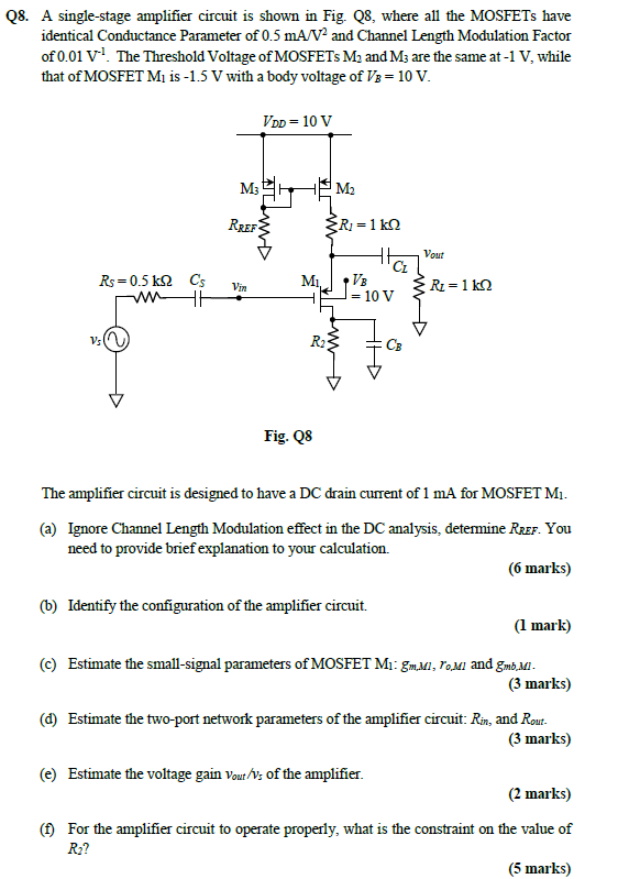 28. A singlestage amplifier circuit is shown in Fig.