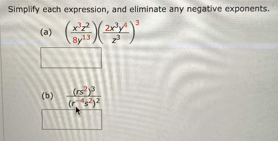 Solved Simplify each expression, and eliminate any negative | Chegg.com