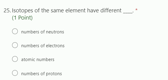 Isotopes of the same element have different