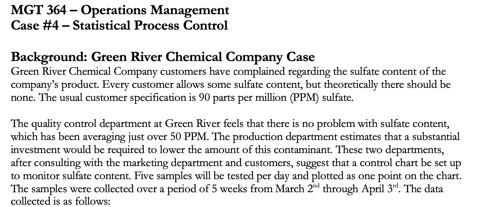 Solved MGT 364 Operations Management Case \4