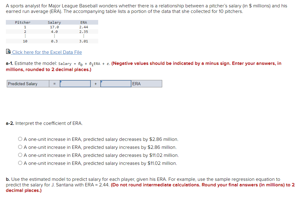 Solved A sports analyst for Major League Baseball wonders