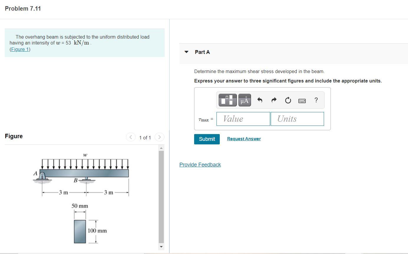 Solved Problem 7.11 The overhang beam is subjected to the | Chegg.com