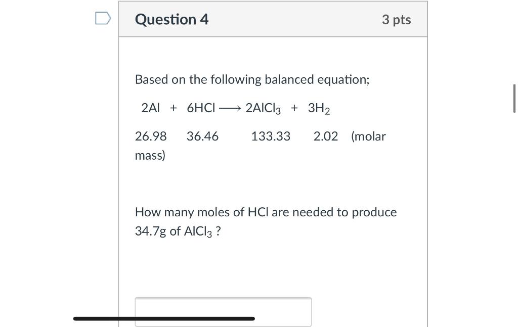 Solved Question 3 3 pts Based on the following balanced | Chegg.com