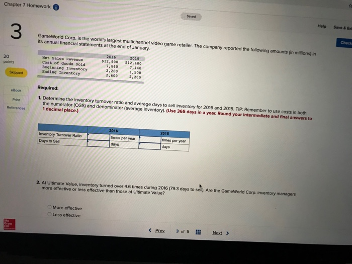 Solved Chapter 7 Homework Saved Help Save & Ex 3 st | Chegg.com