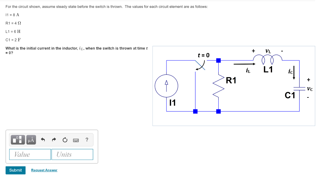 Solved Part A Find initial current in the inductor, iL,